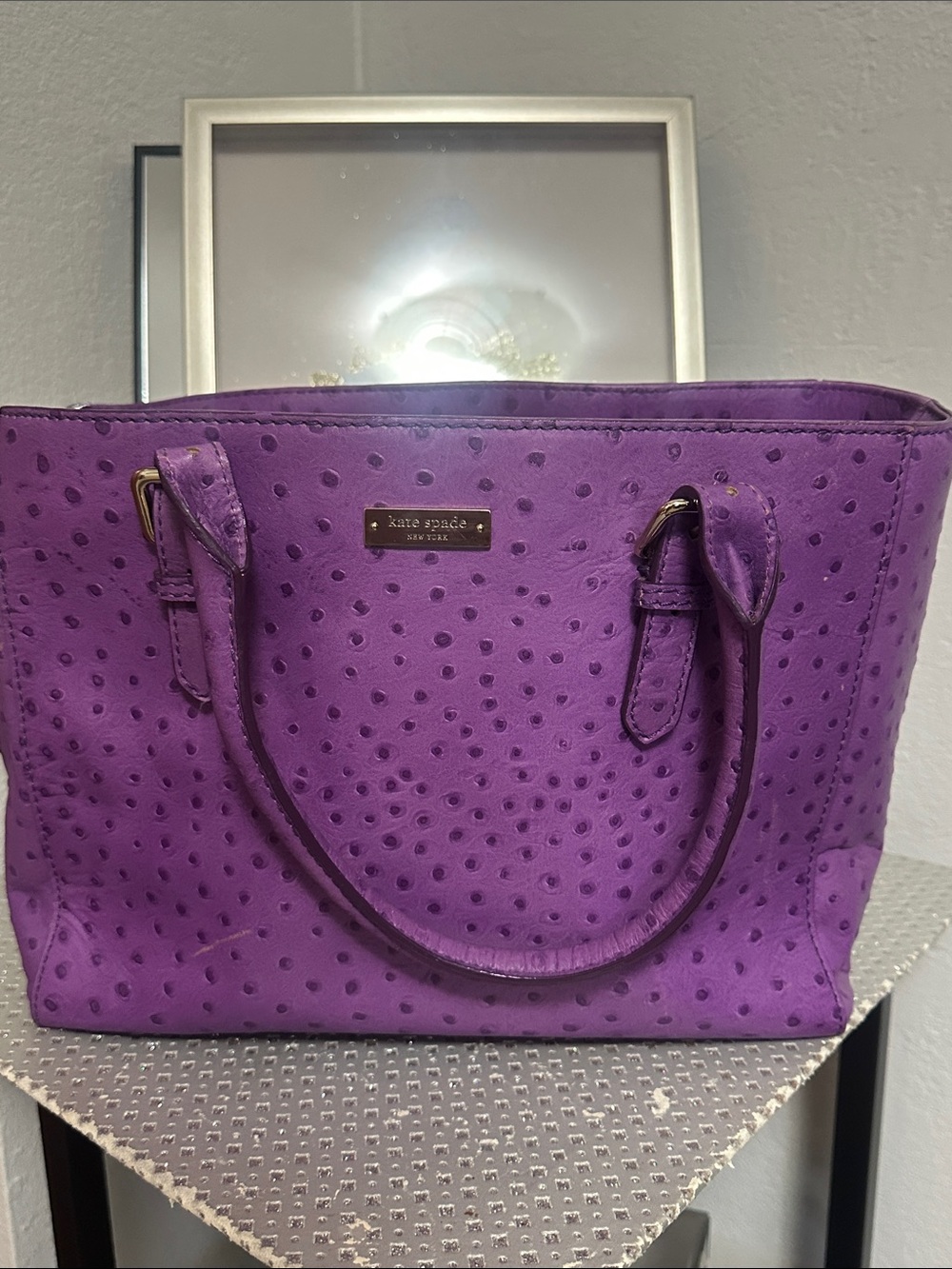As-is Kate Spade Bristol Drive Purple Ostrich London Tote